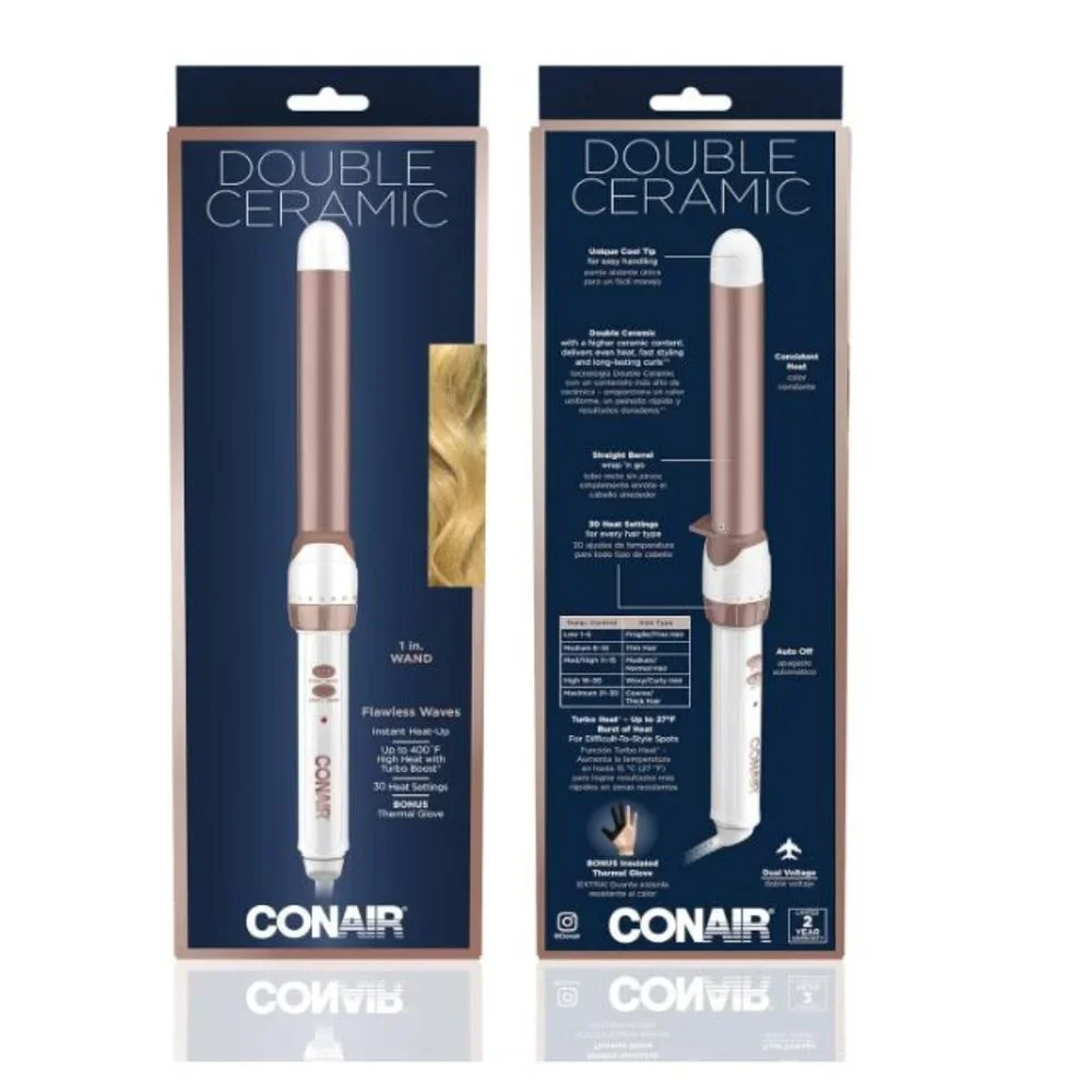 Conair Double Ceramic 1-inch Curling Wand and Hair Dryer Set